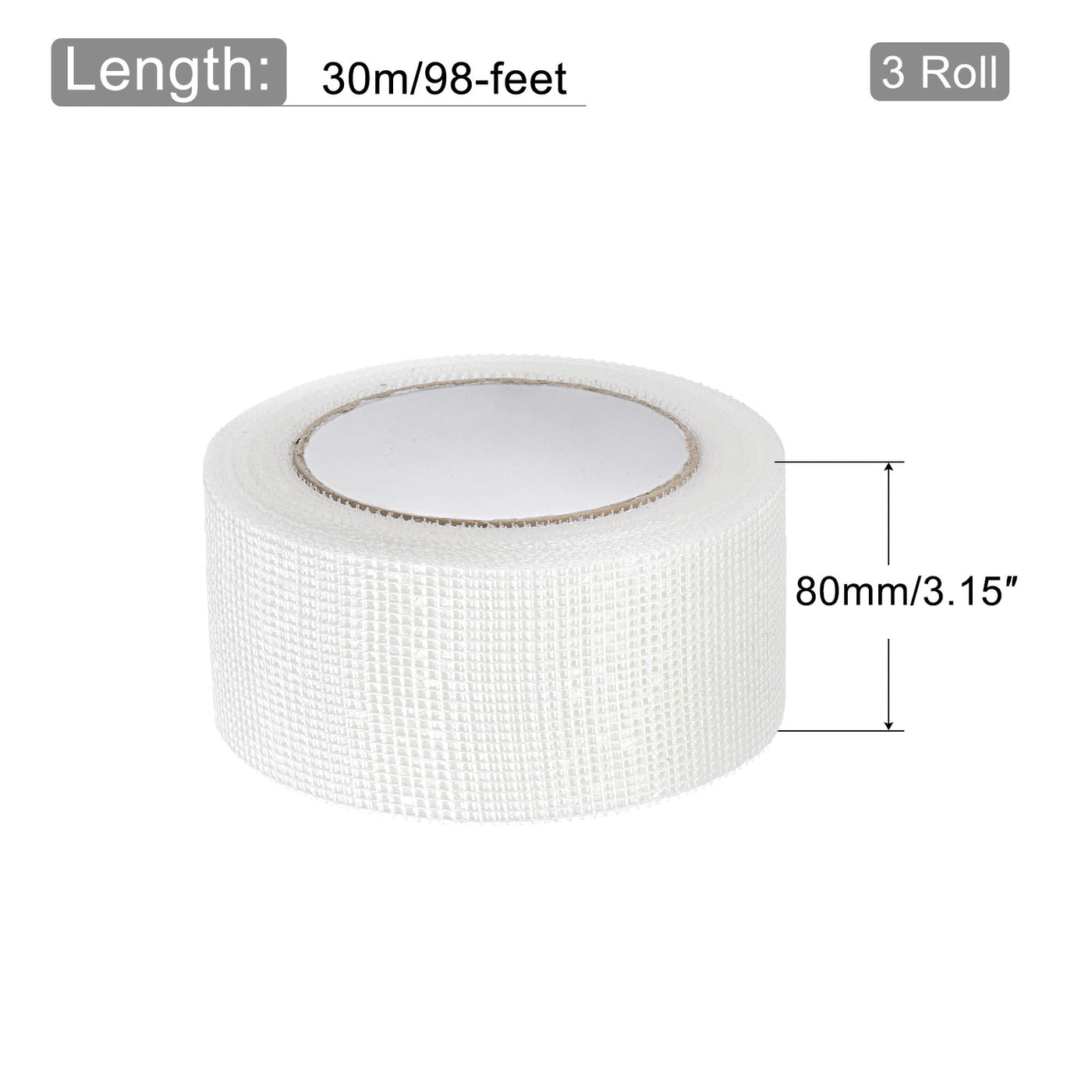 Harfington Drywall Joint Tape Self-Adhesive Fiberglass 3.2-inch x 98-feet, 2mm Mesh 3Pcs