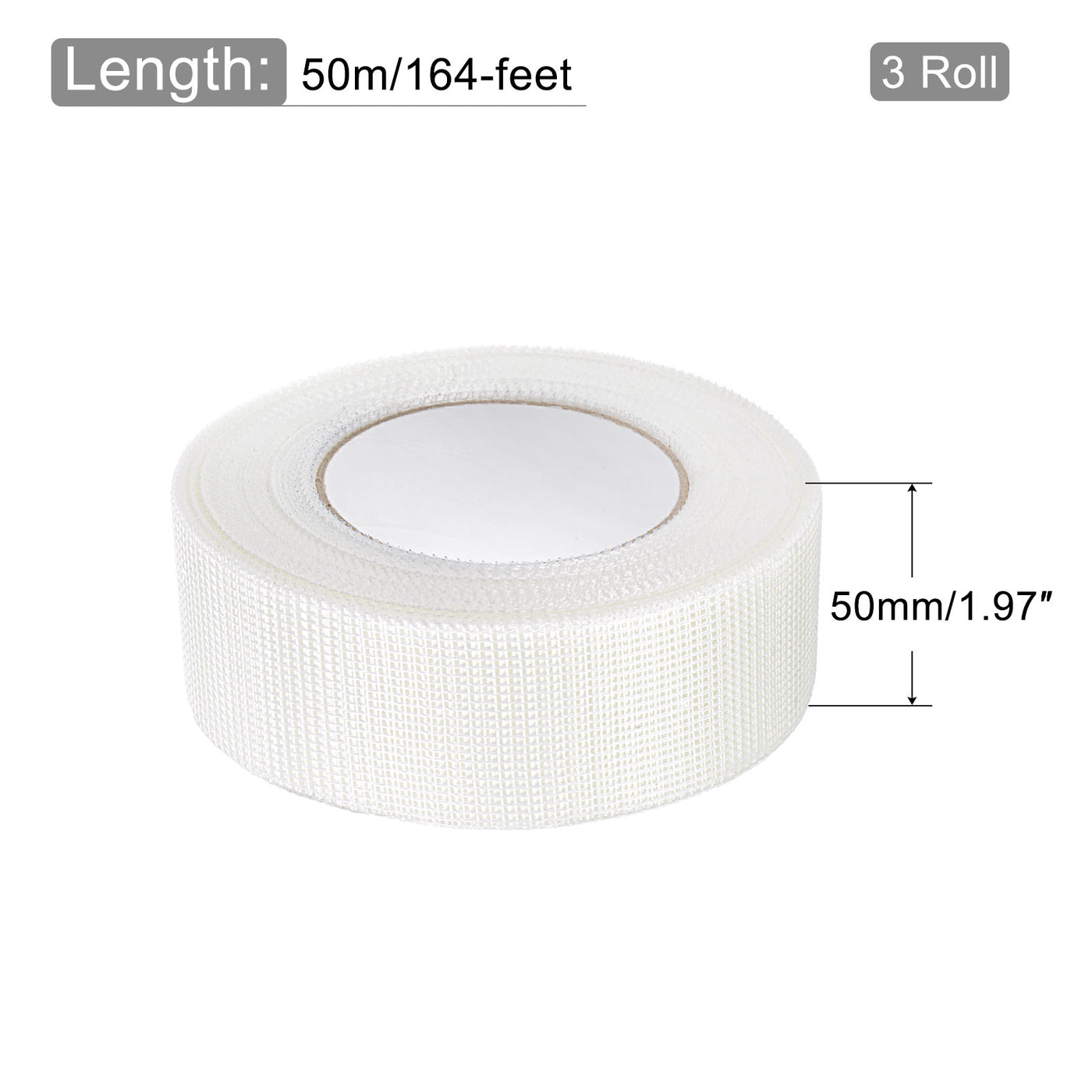 Harfington Drywall Joint Tape Self-Adhesive Fiberglass 2-inch x 164-feet, 2mm Mesh 3Pcs