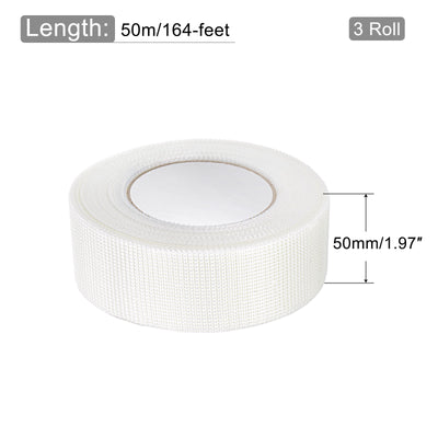 Harfington Drywall Joint Tape Self-Adhesive Fiberglass 2-inch x 164-feet, 2mm Mesh 3Pcs