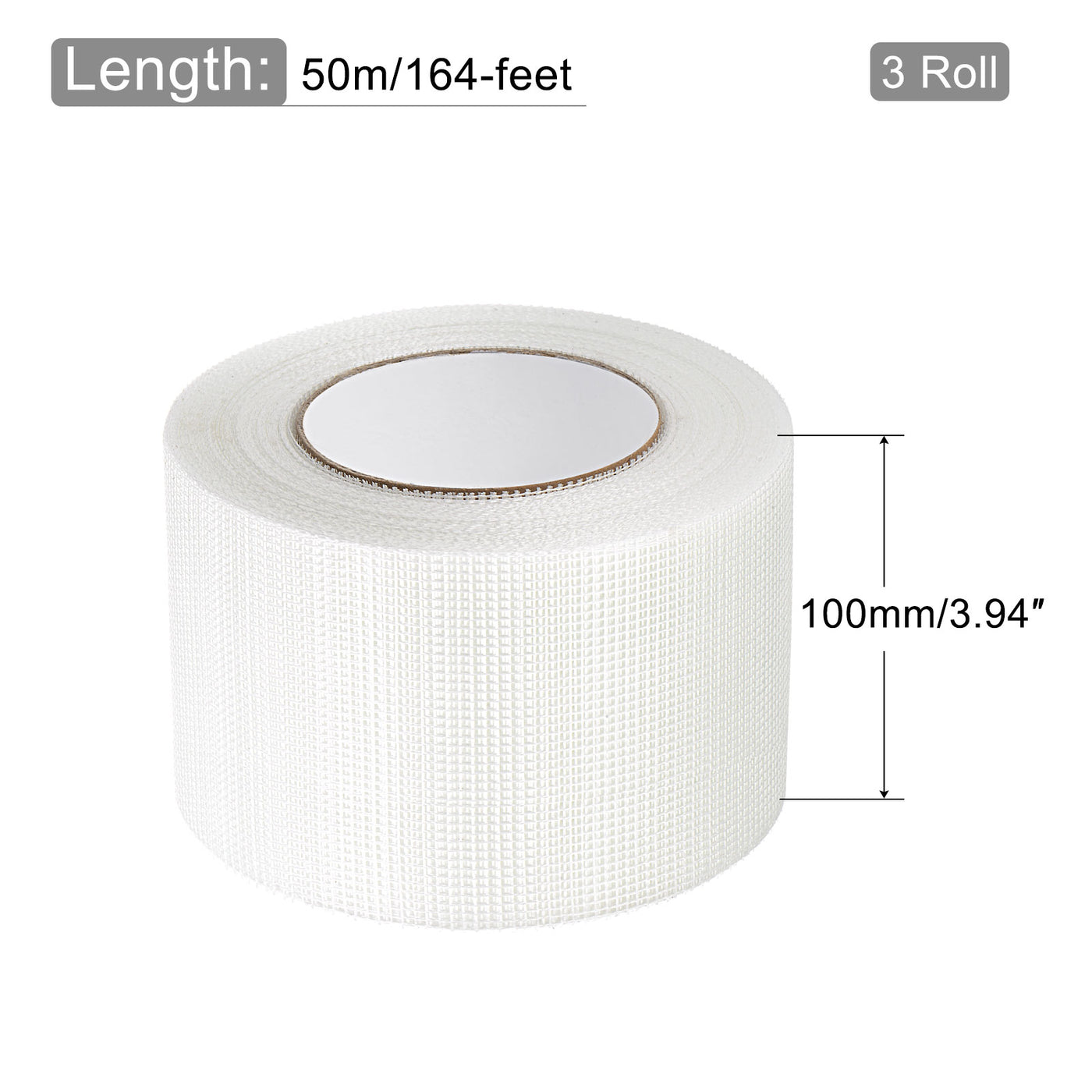 Harfington Drywall Joint Tape Self-Adhesive Fiberglass 3.9-inch x 164-feet, 2mm Mesh 3Pcs