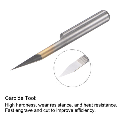 Harfington 1/8" Shank 0.1mm Tip 25 Degree Solid Carbide Wood Engraving CNC Router Bit 2pcs