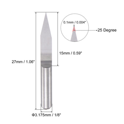 Harfington 1/8" Shank 0.1mm Tip 25 Degree Solid Carbide Wood Engraving CNC Router Bit 4pcs