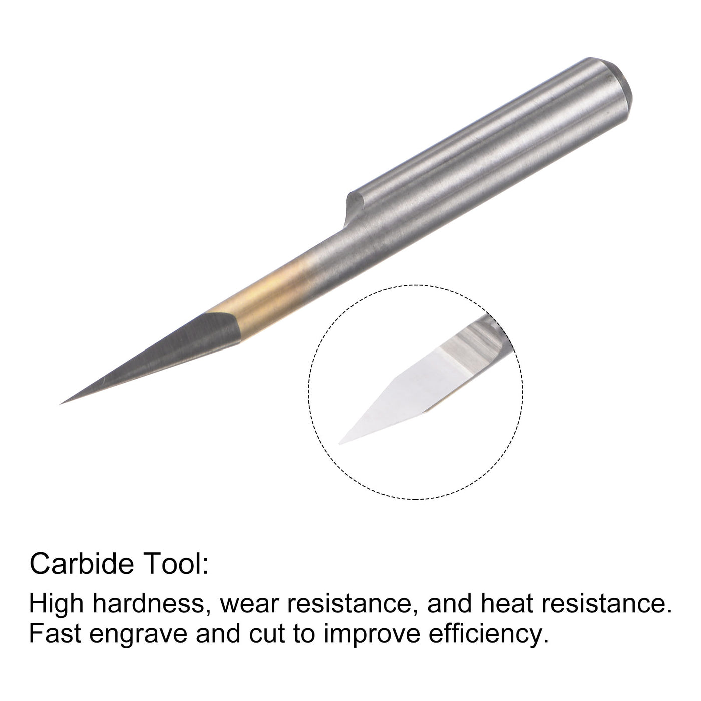 Harfington 1/8" Shank 0.1mm Tip 25 Degree Solid Carbide Wood Engraving CNC Router Bit 4pcs