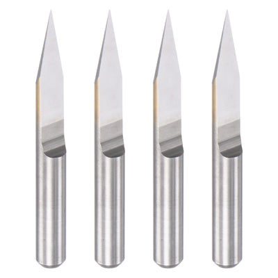 Harfington 1/8" Shank 0.1mm Tip 25 Degree Solid Carbide Wood Engraving CNC Router Bit 4pcs