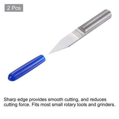 Harfington 1/8" Shank 0.2mm Tip 25 Degree Solid Carbide Wood Engraving CNC Router Bit 2pcs