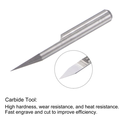 Harfington 1/8" Shank 0.2mm Tip 25 Degree Solid Carbide Wood Engraving CNC Router Bit 2pcs