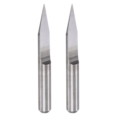 Harfington 1/8" Shank 0.2mm Tip 25 Degree Solid Carbide Wood Engraving CNC Router Bit 2pcs