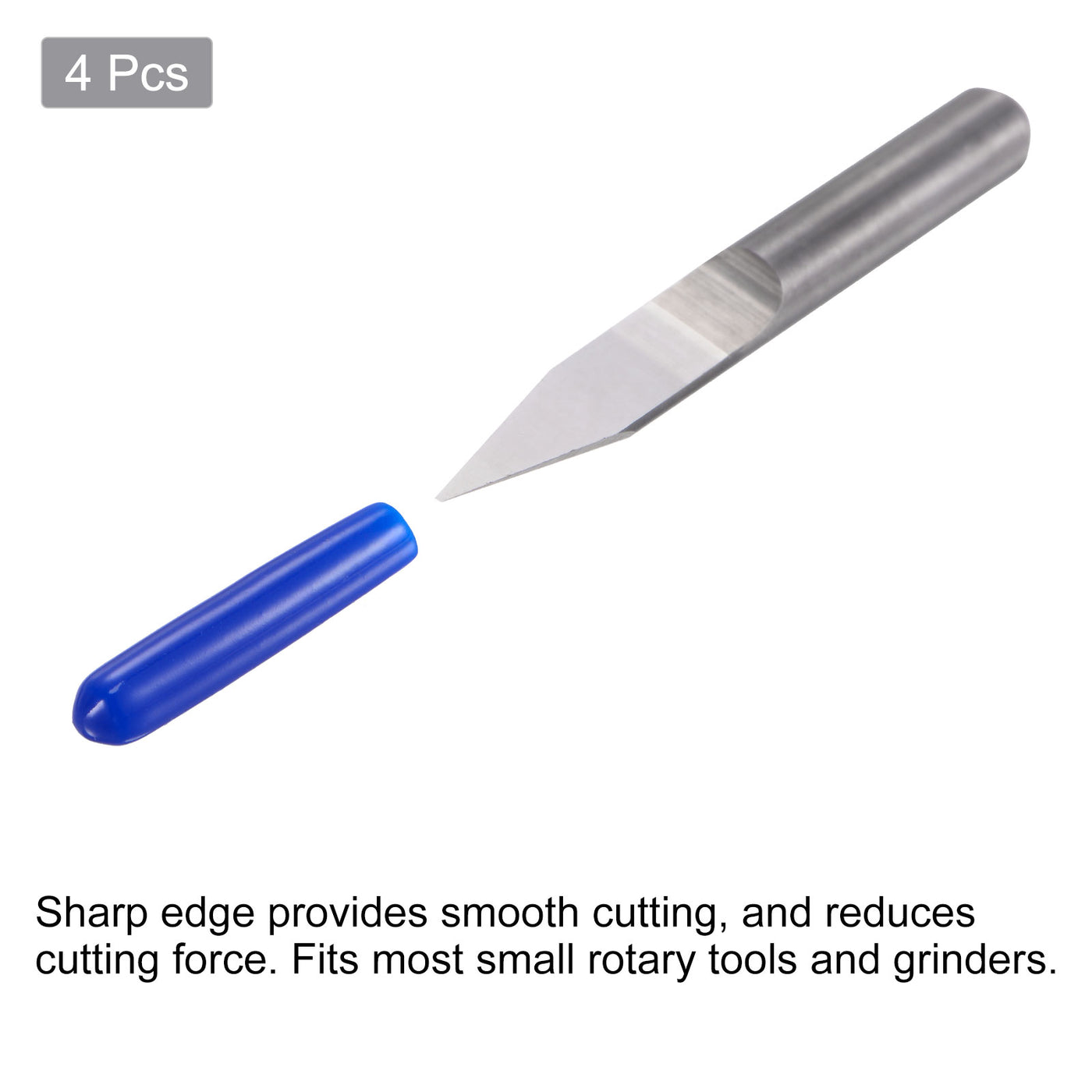 Harfington 1/8" Shank 0.3mm Tip 25 Degree Solid Carbide Wood Engraving CNC Router Bit 4pcs