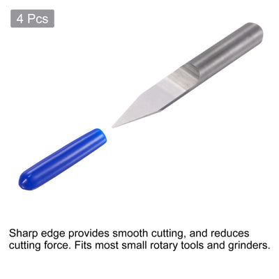 Harfington 1/8" Shank 0.3mm Tip 25 Degree Solid Carbide Wood Engraving CNC Router Bit 4pcs