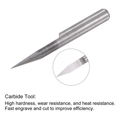 Harfington 1/8" Shank 0.3mm Tip 25 Degree Solid Carbide Wood Engraving CNC Router Bit 4pcs