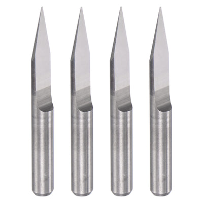 Harfington 1/8" Shank 0.3mm Tip 25 Degree Solid Carbide Wood Engraving CNC Router Bit 4pcs