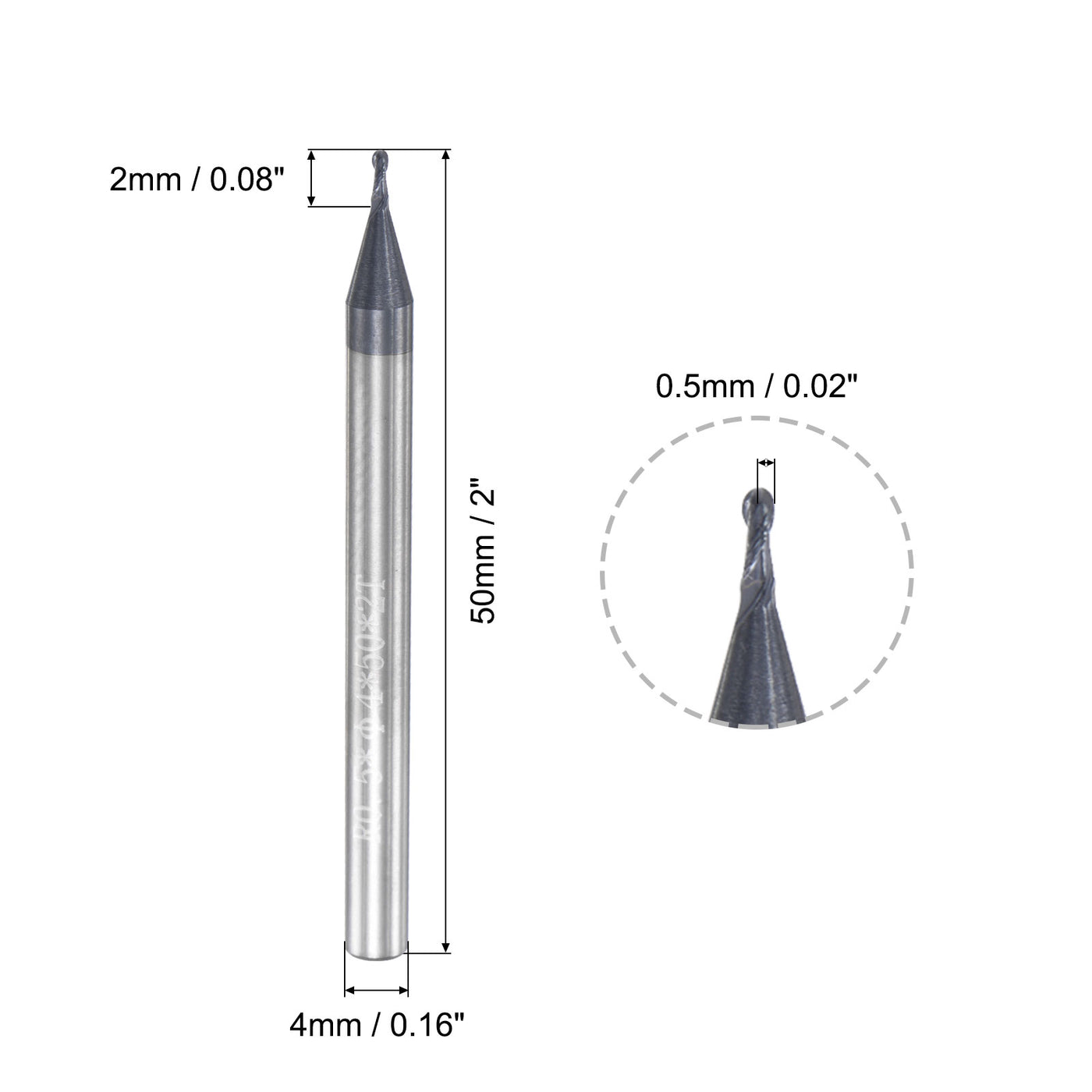 Harfington Carbide Flute Ball Nose End Mill
