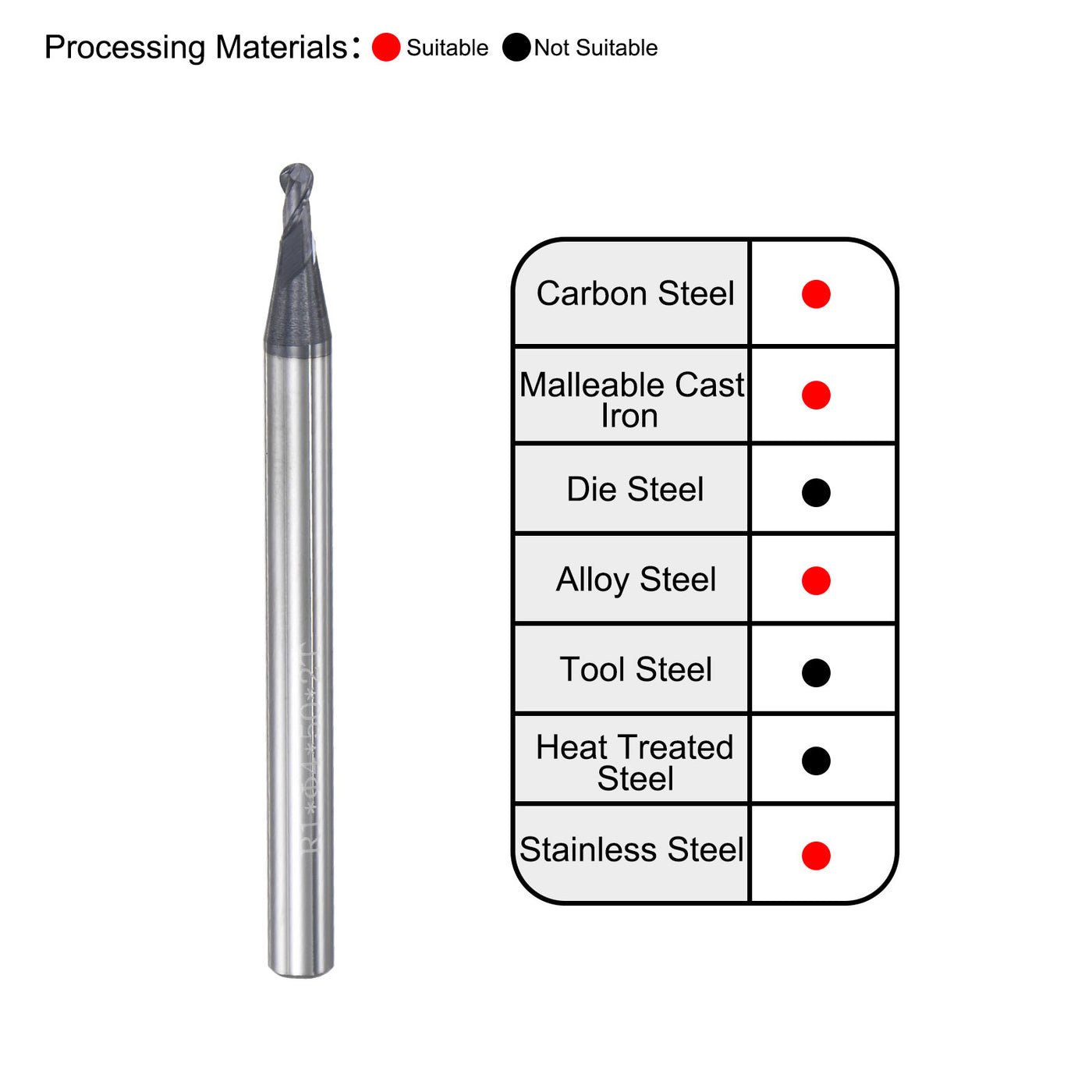 Harfington Carbide Flute Ball Nose End Mill