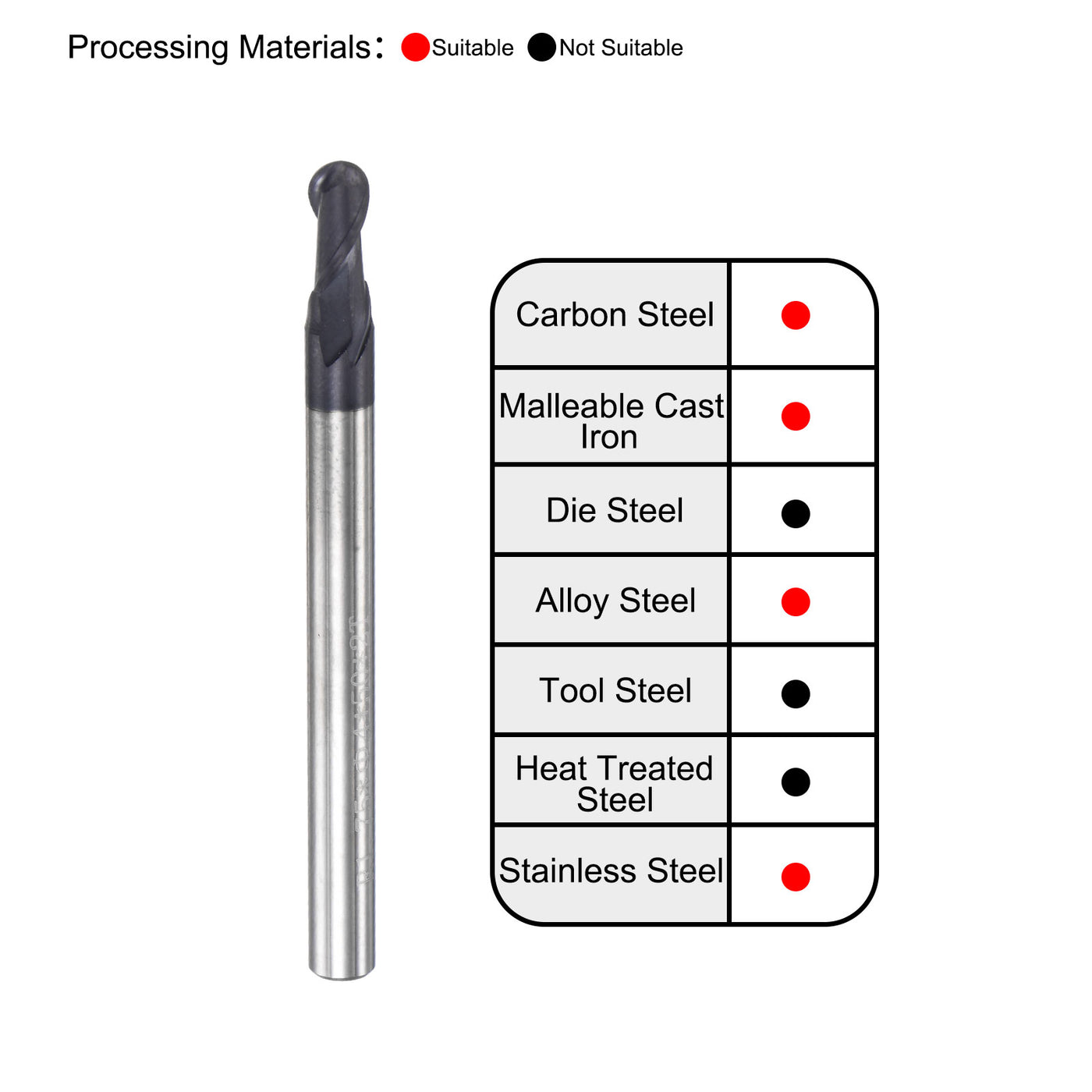 Harfington Carbide Flute Ball Nose End Mill