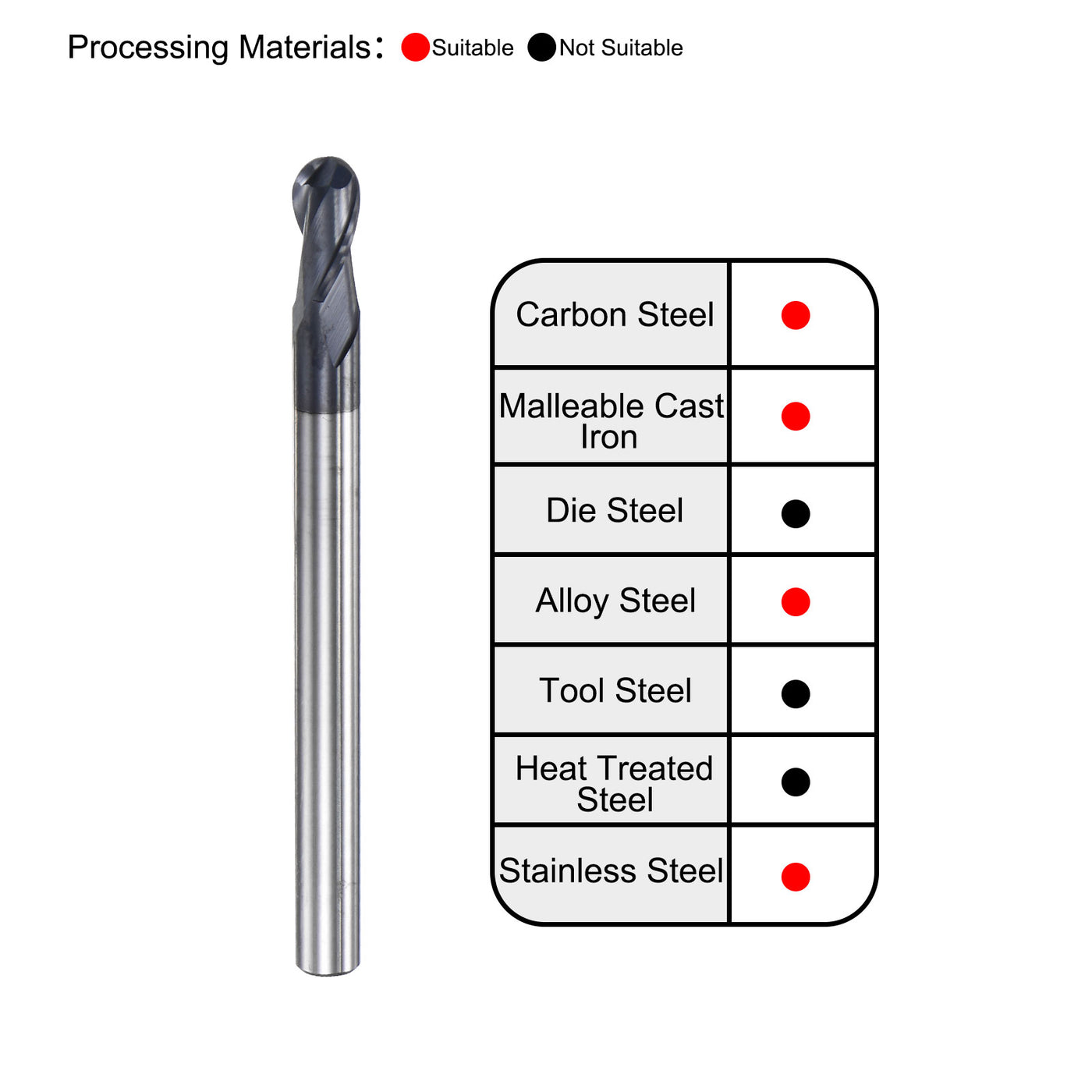 Harfington Carbide Flute Ball Nose End Mill