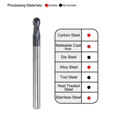 Harfington Carbide Flute Ball Nose End Mill