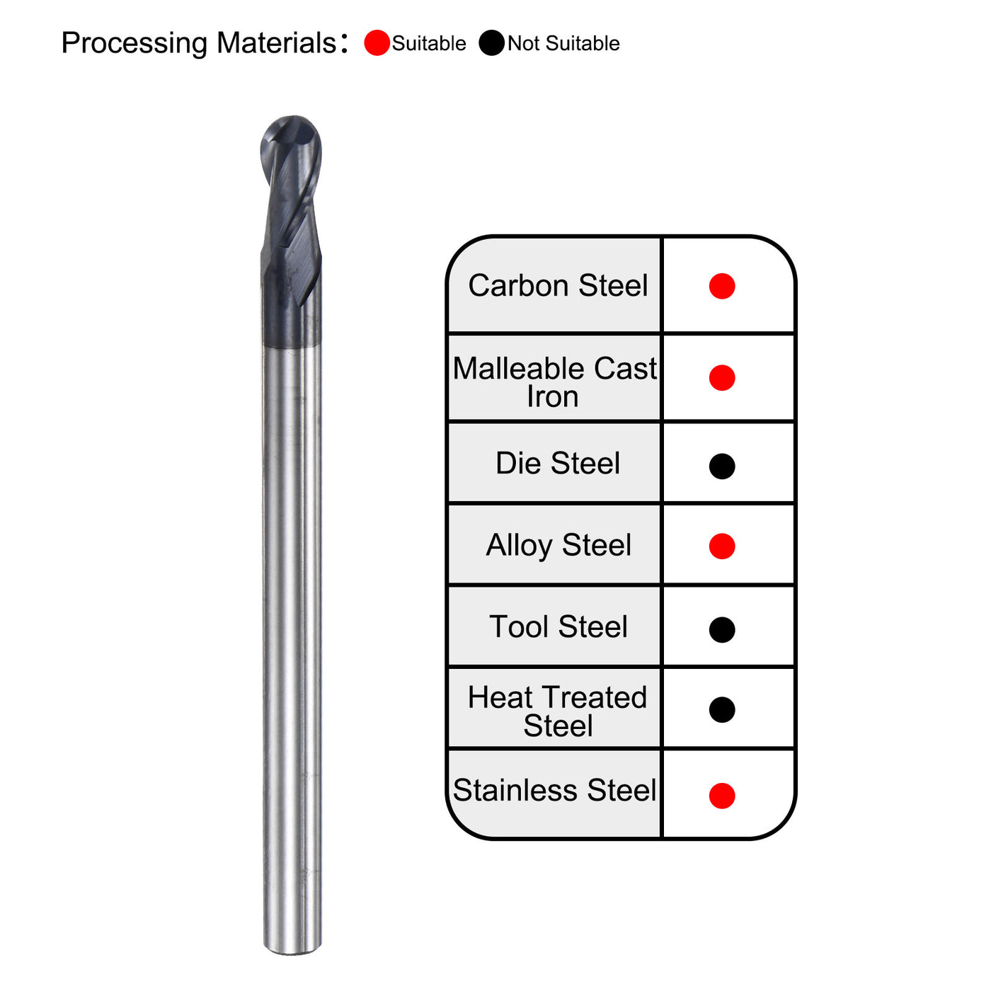 Harfington Carbide Flute Ball Nose End Mill