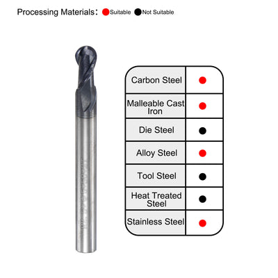Harfington Carbide Flute Ball Nose End Mill