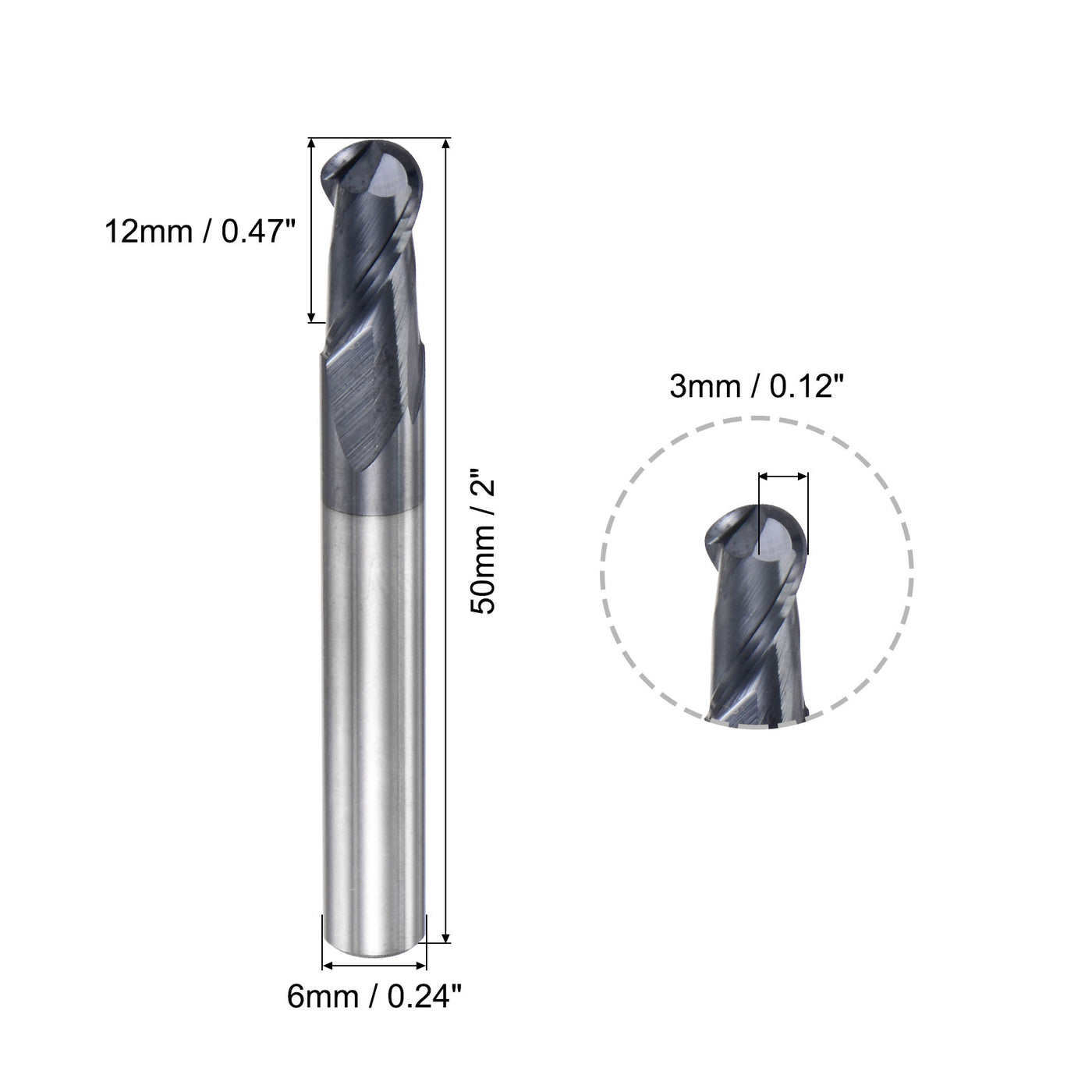 Harfington Carbide Flute Ball Nose End Mill