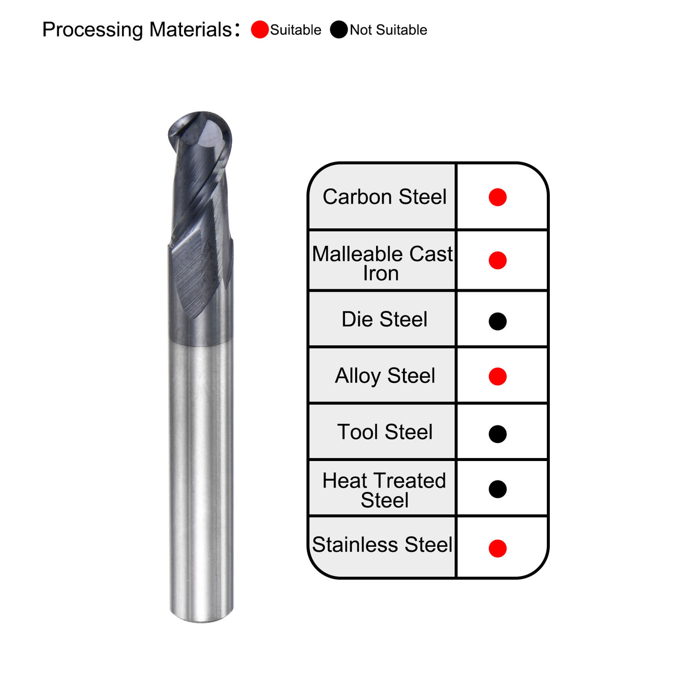 Harfington Carbide Flute Ball Nose End Mill
