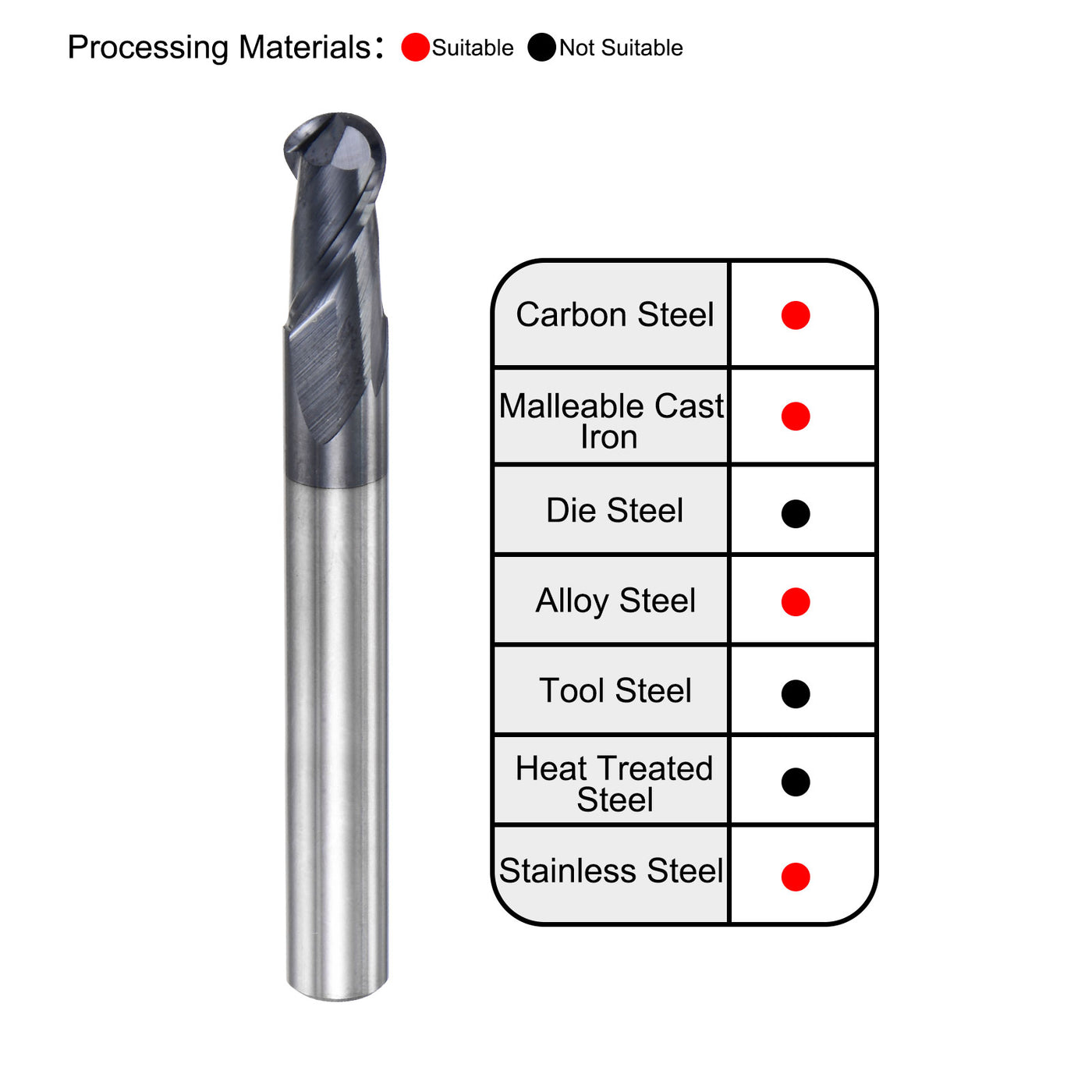 Harfington Carbide Flute Ball Nose End Mill