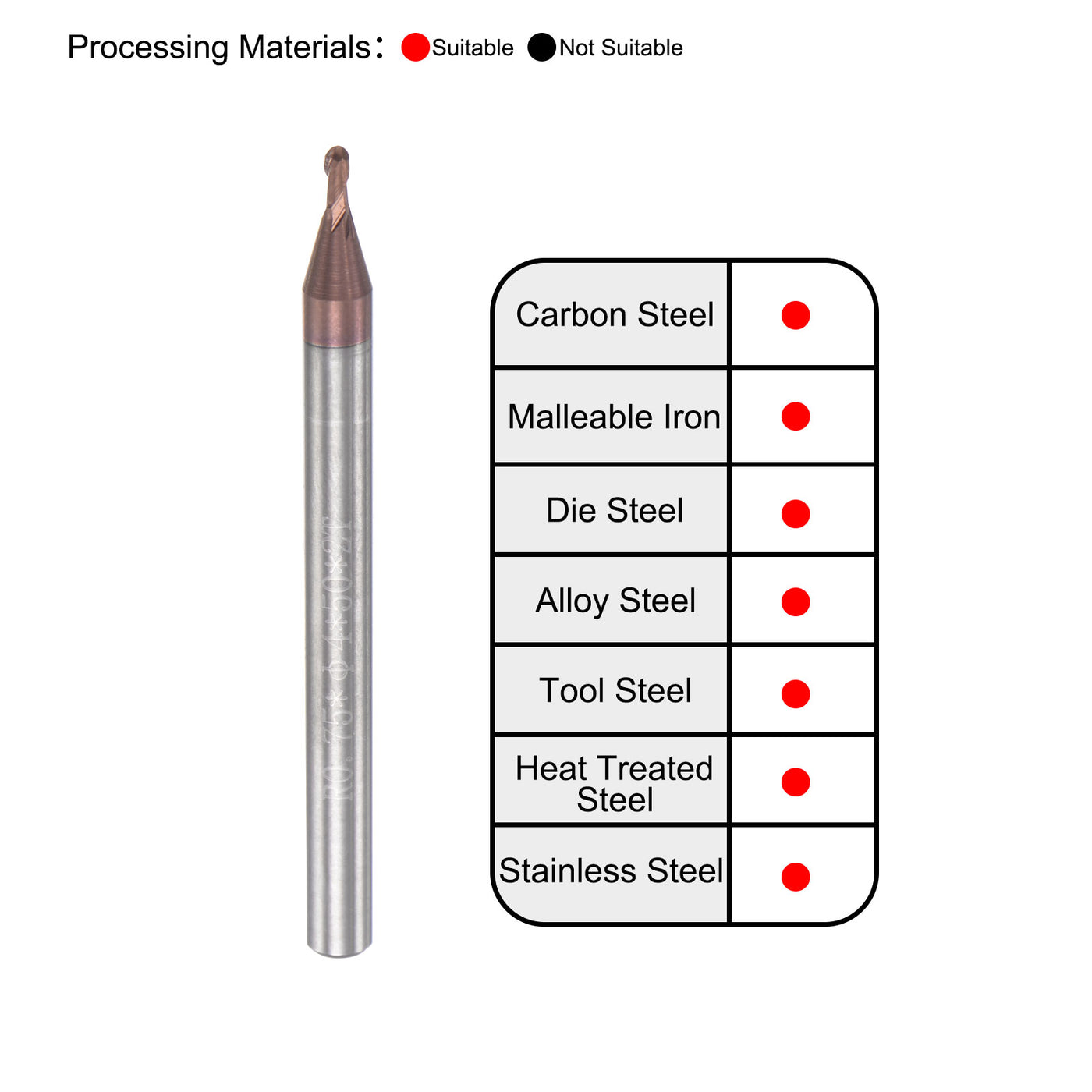 Harfington Carbide Flute Ball Nose End Mill Milling Cutter