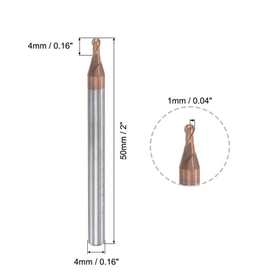 Harfington Carbide Flute Ball Nose End Mill Milling Cutter
