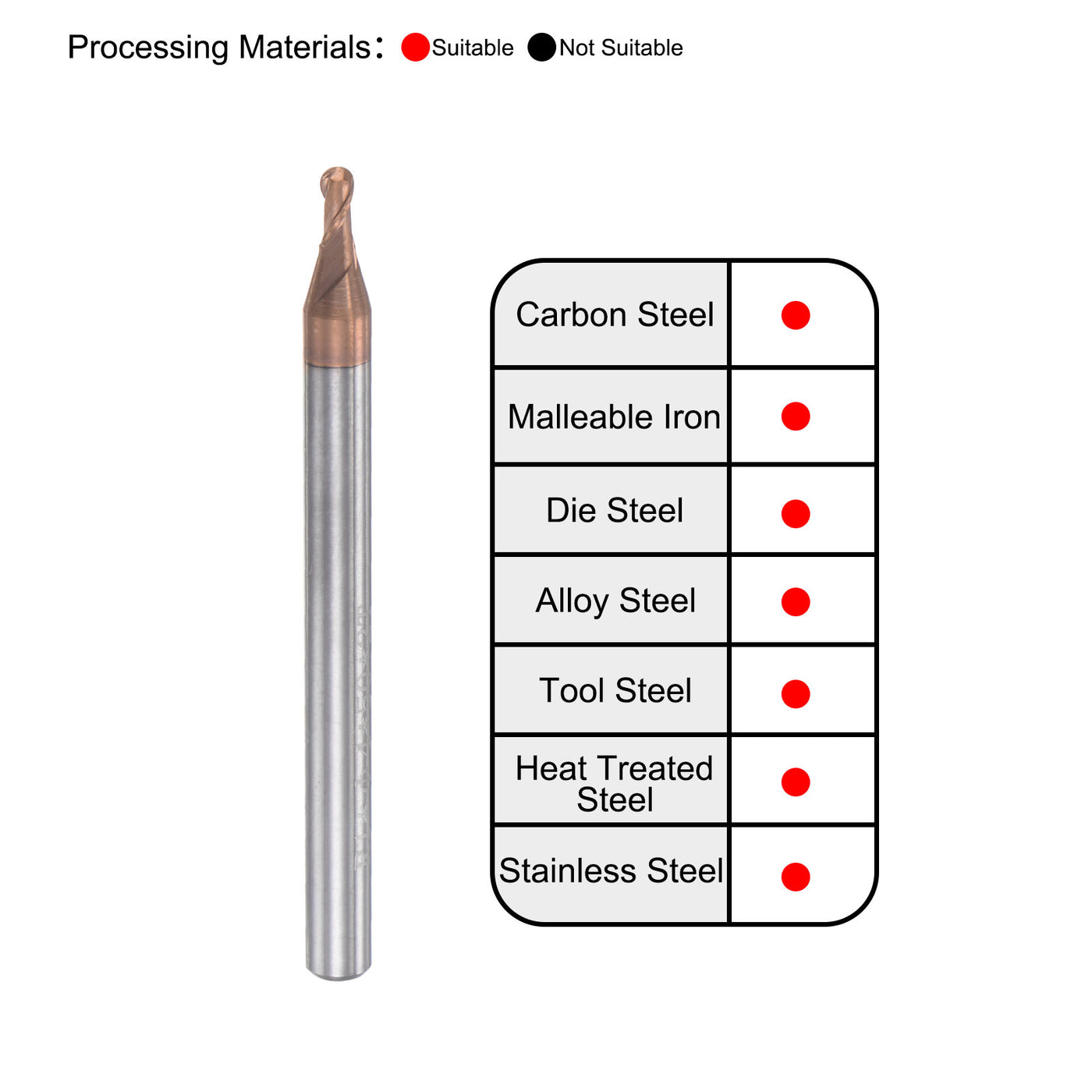Harfington Carbide Flute Ball Nose End Mill Milling Cutter