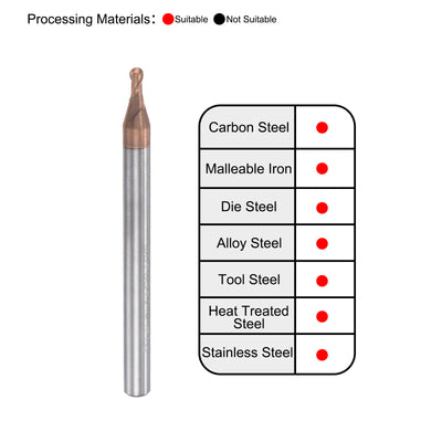 Harfington Carbide Flute Ball Nose End Mill Milling Cutter