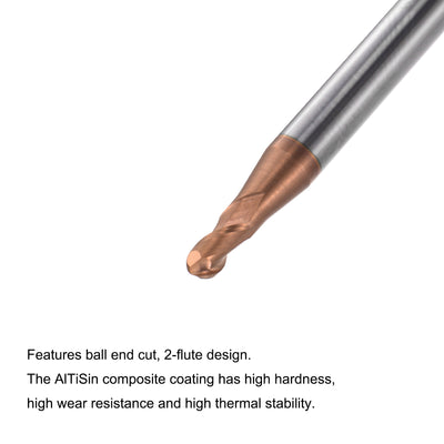 Harfington Carbide Flute Ball Nose End Mill Milling Cutter