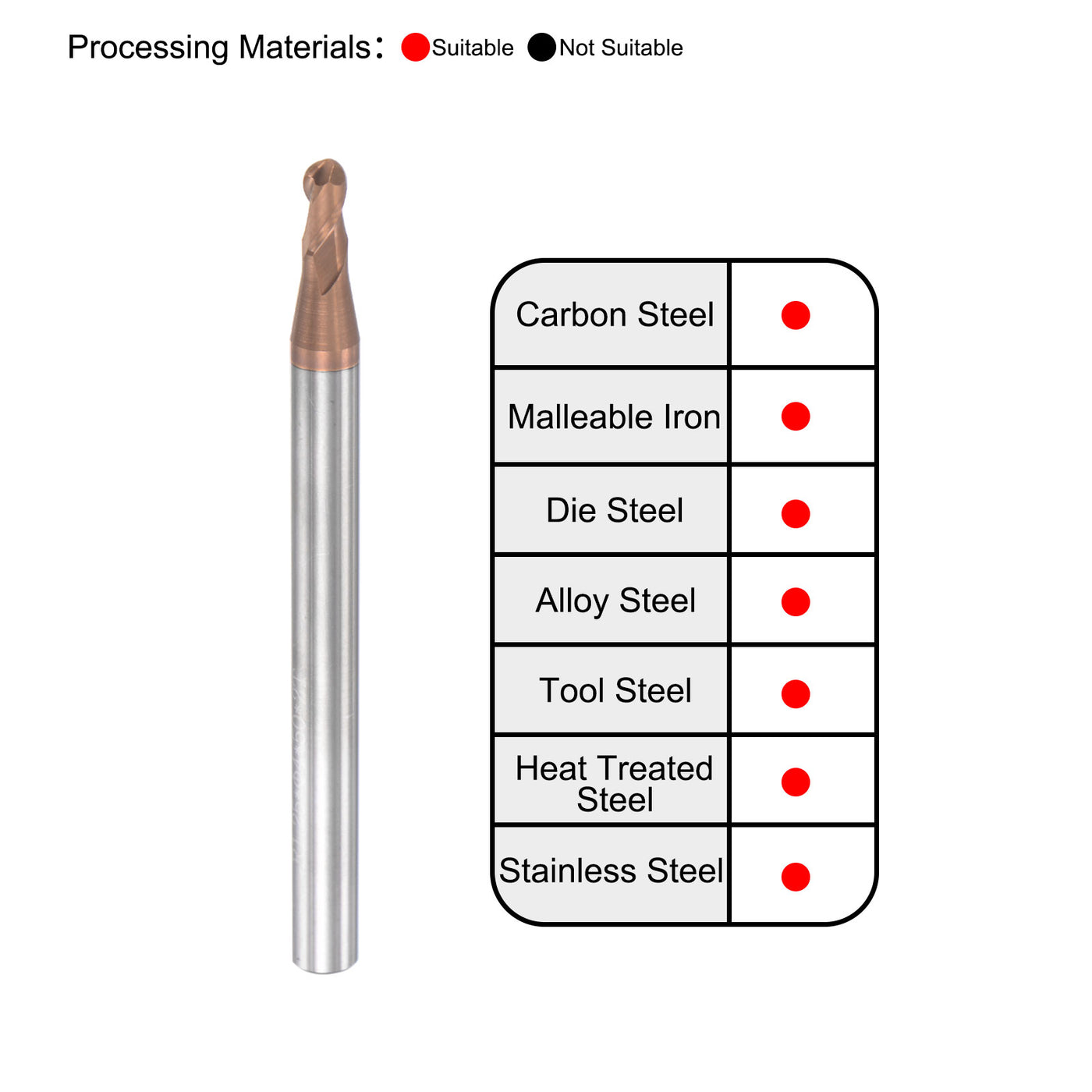 Harfington Carbide Flute Ball Nose End Mill Milling Cutter