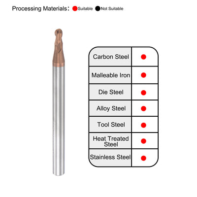 Harfington Carbide Flute Ball Nose End Mill Milling Cutter