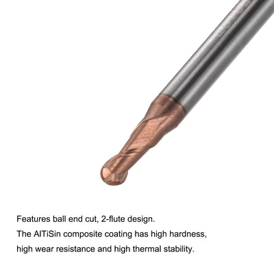 Harfington Carbide Flute Ball Nose End Mill Milling Cutter