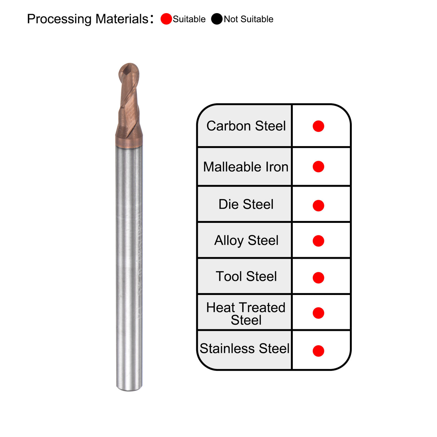Harfington Carbide Flute Ball Nose End Mill Milling Cutter