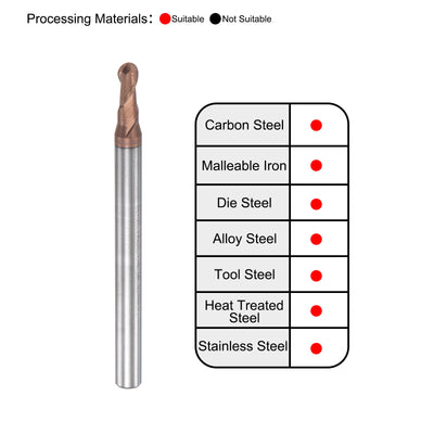 Harfington Carbide Flute Ball Nose End Mill Milling Cutter
