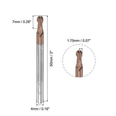 Harfington Carbide Flute Ball Nose End Mill Milling Cutter