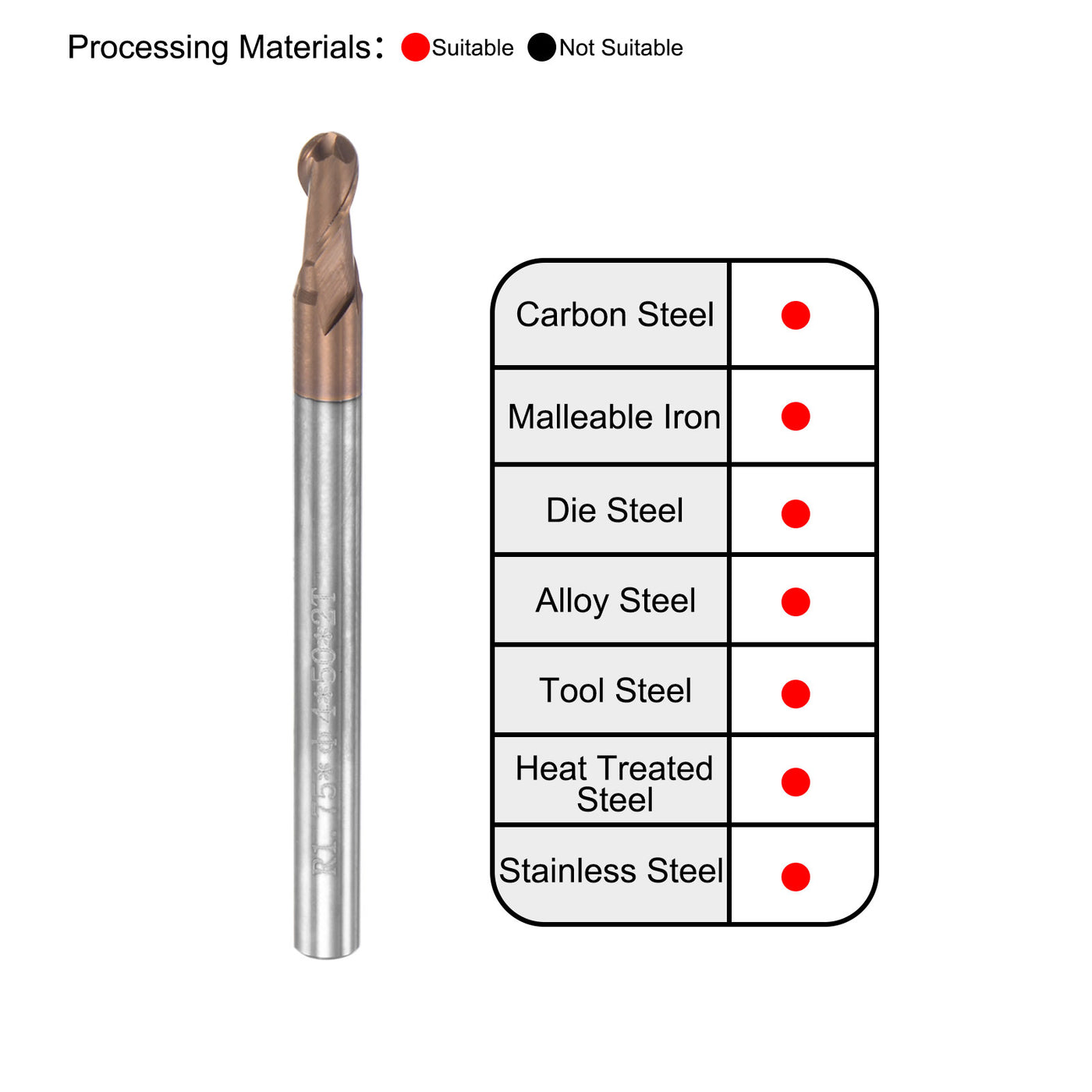 Harfington Carbide Flute Ball Nose End Mill Milling Cutter