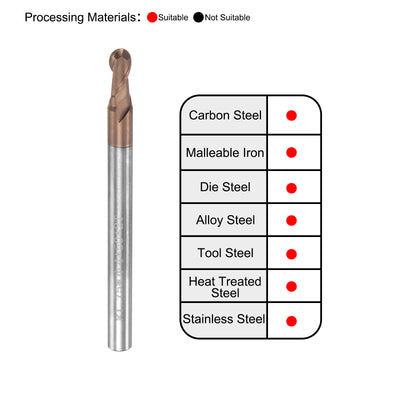 Harfington Carbide Flute Ball Nose End Mill Milling Cutter