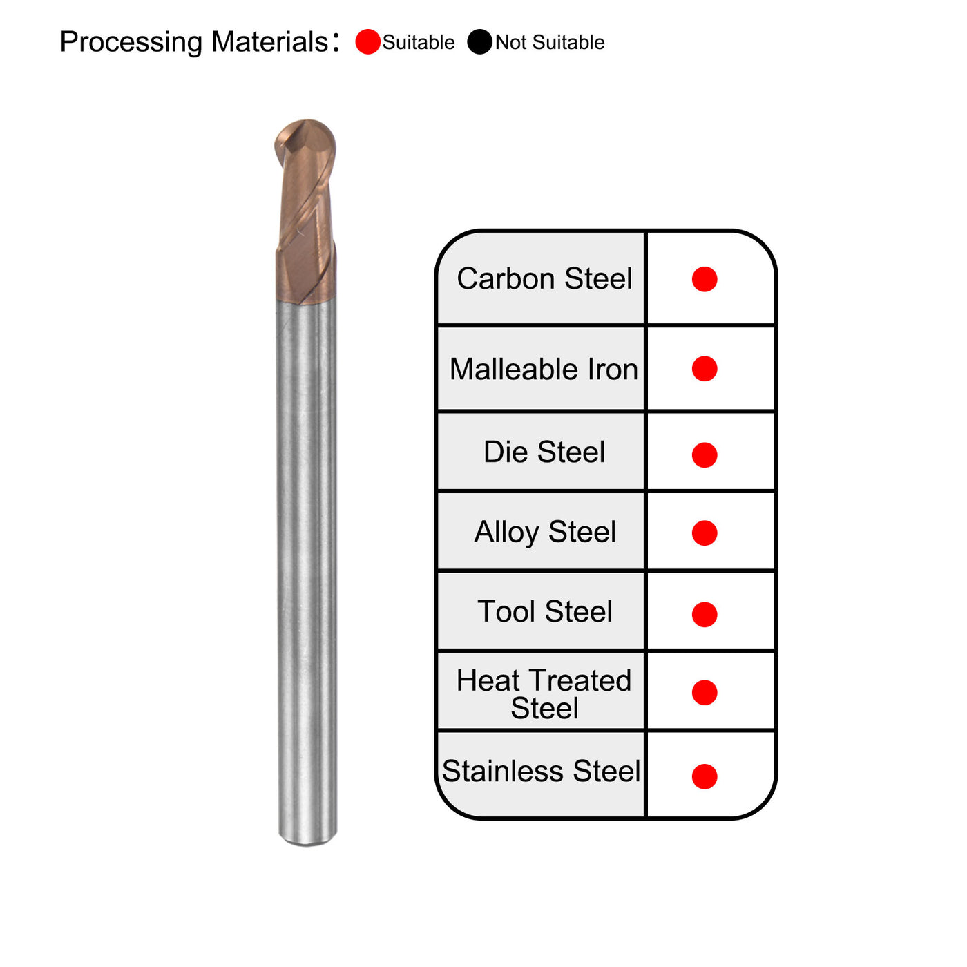 Harfington Carbide Flute Ball Nose End Mill Milling Cutter