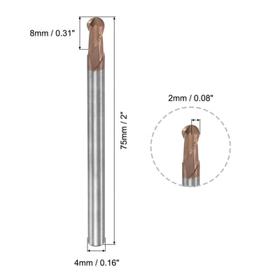 Harfington Carbide Flute Ball Nose End Mill Milling Cutter