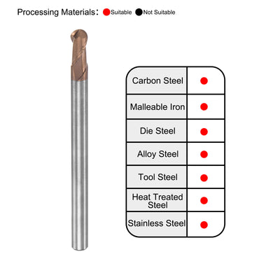 Harfington Carbide Flute Ball Nose End Mill Milling Cutter