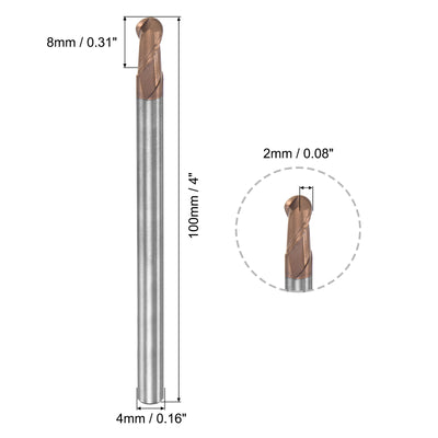 Harfington Carbide Flute Ball Nose End Mill Milling Cutter