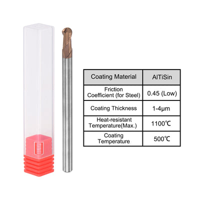 Harfington Carbide Flute Ball Nose End Mill Milling Cutter