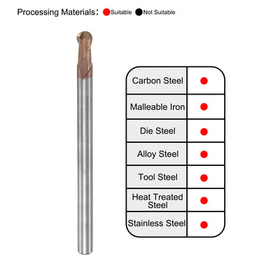 Harfington Carbide Flute Ball Nose End Mill Milling Cutter