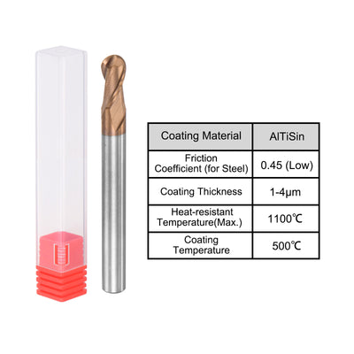 Harfington Carbide Flute Ball Nose End Mill Milling Cutter