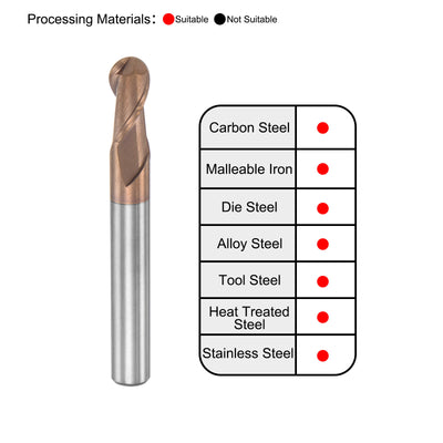 Harfington Carbide Flute Ball Nose End Mill Milling Cutter