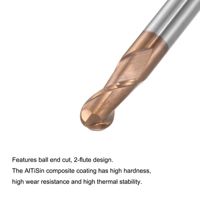 Harfington Carbide Flute Ball Nose End Mill Milling Cutter