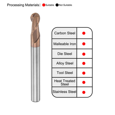Harfington Carbide Flute Ball Nose End Mill Milling Cutter