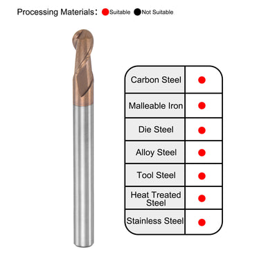 Harfington Carbide Flute Ball Nose End Mill Milling Cutter