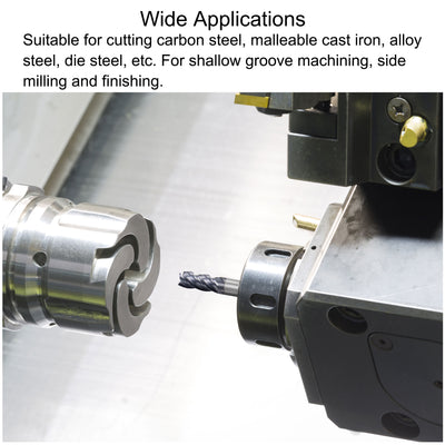 Harfington Carbide  Flute Square End Mill Milling Cutter Cutting Tool